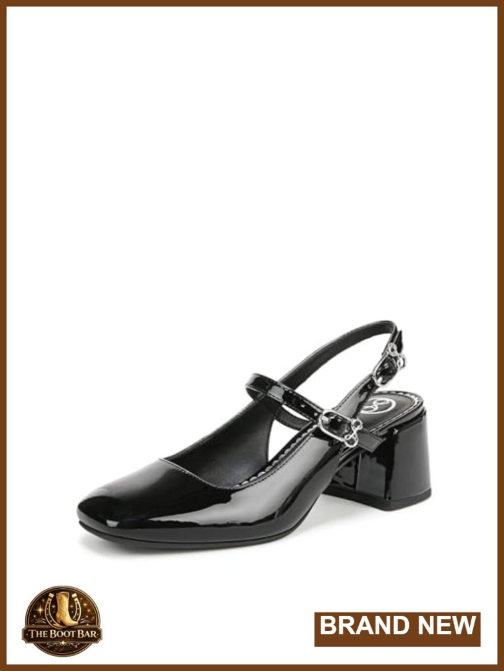 Sam & Libby Grace Block Heel Slingback Mary Jane Pump Square Toe Buckle